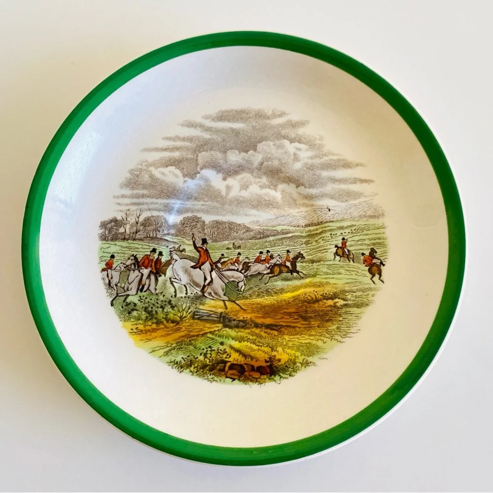 Vintage Copeland Spode Porcelain Hunting Equestrian Themed Saucer Plates Three